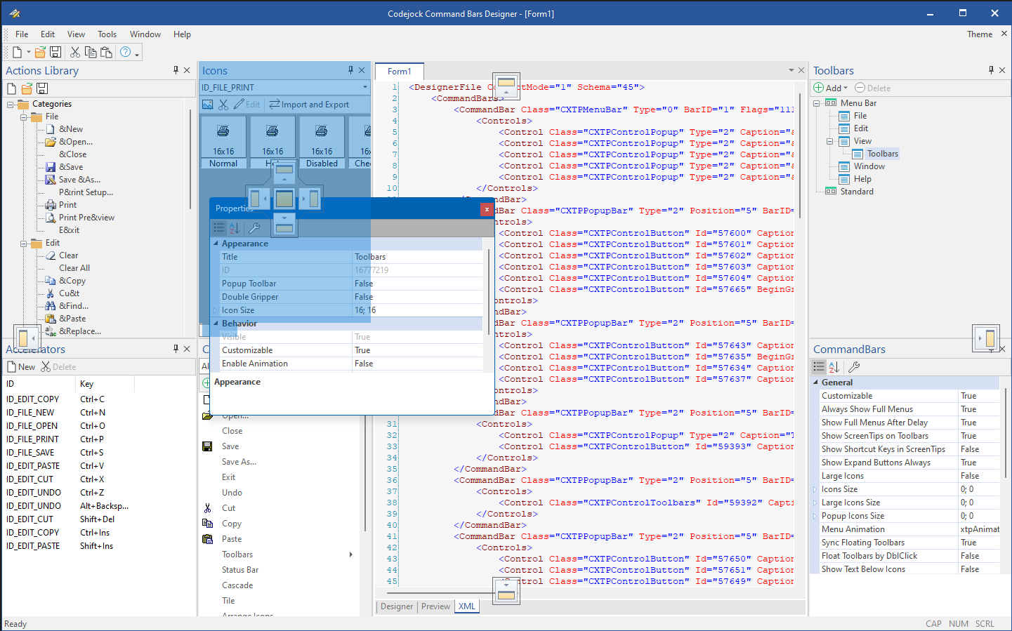 主题感知的 Visual Studio 风格停靠窗格界面